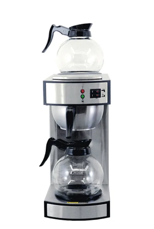 Stainless Steel Coffee Maker with 2 Glass Decanter – 2.2 L tank capacity