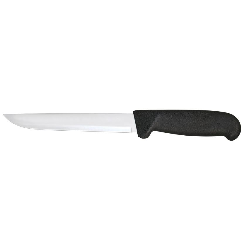 6" Straight Blade Boning Knife with Black Polypropylene Handle