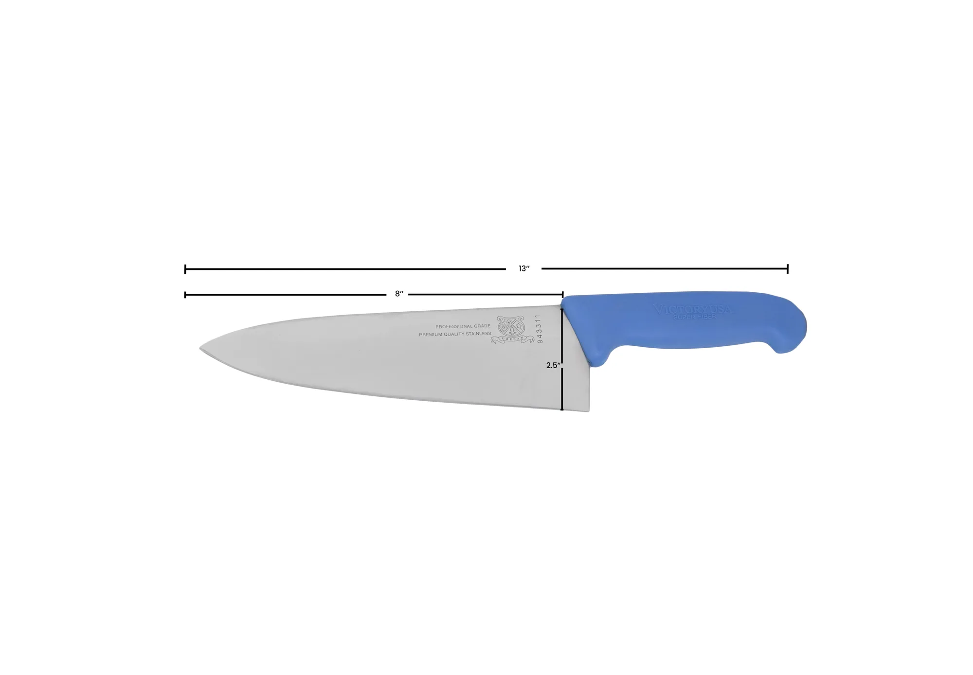 8" Medium Cook Knife with Blue Super Fiber Handle
