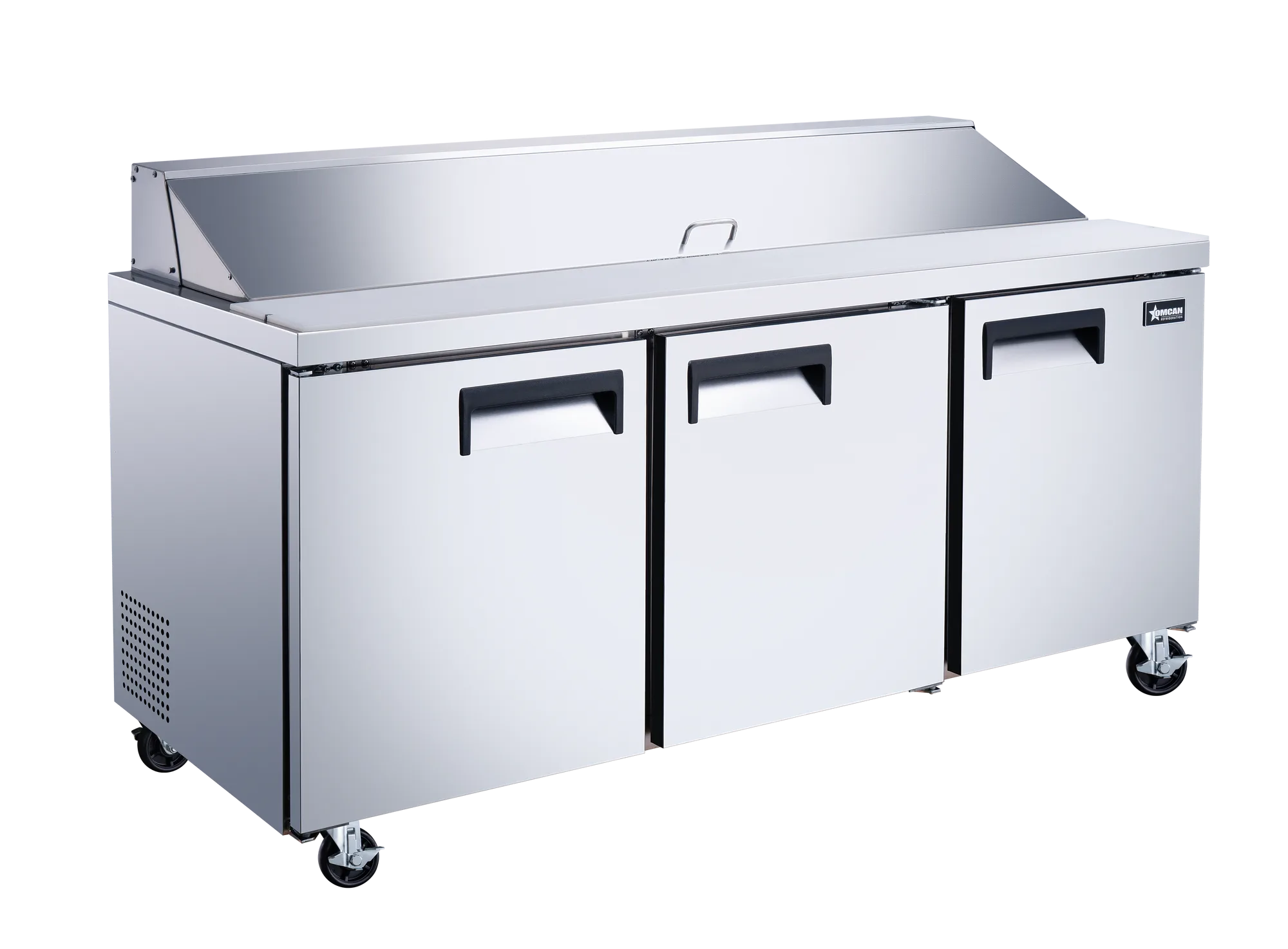 70″ Three (3) Door Refrigerated Prep Table, 15.5 cu.ft. (440 L), Stainless Steel