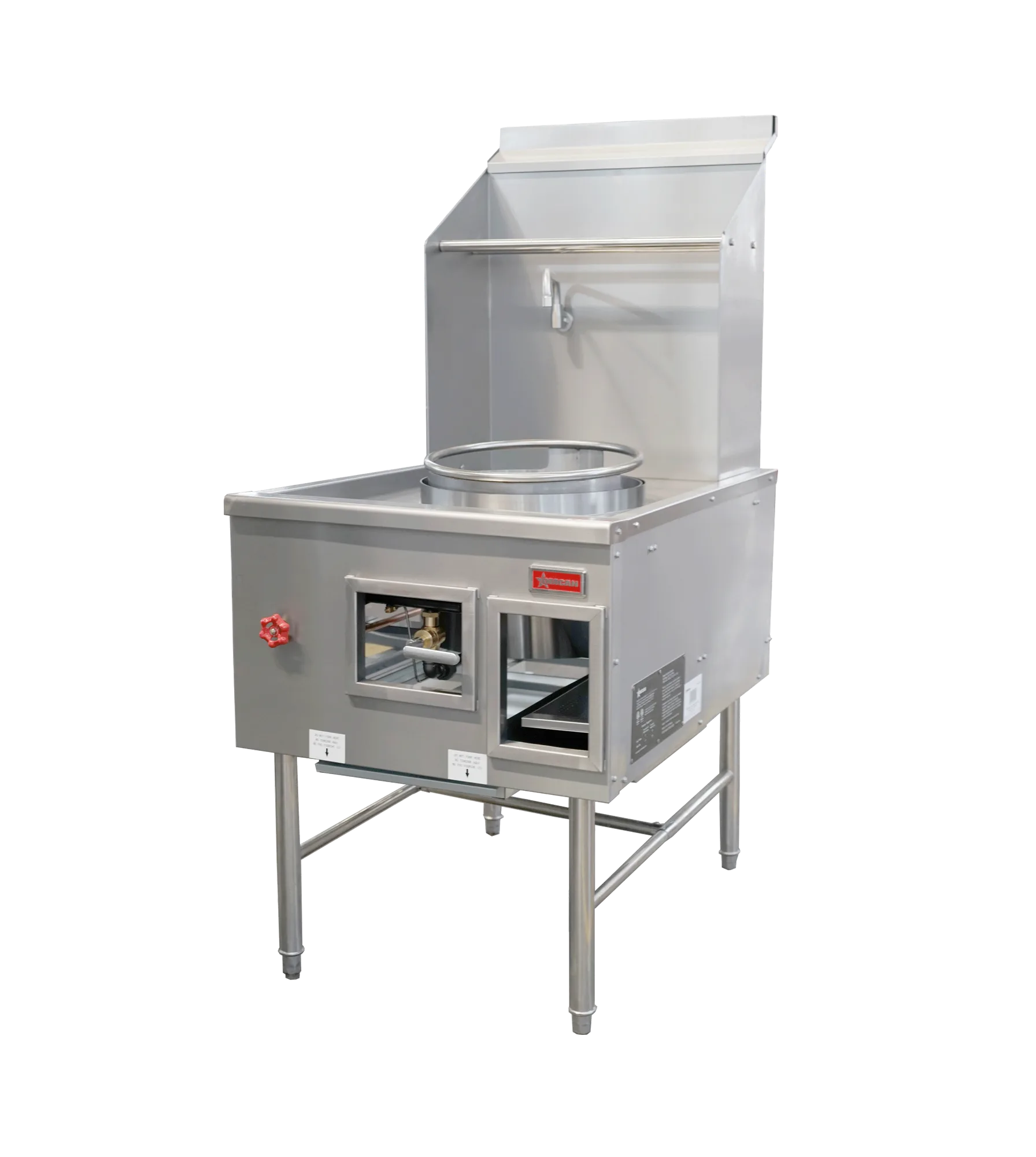 Single Chamber Wok Range with 13″ Ring, Backsplash, Faucet, 95,000 BTU – Natural Gas
