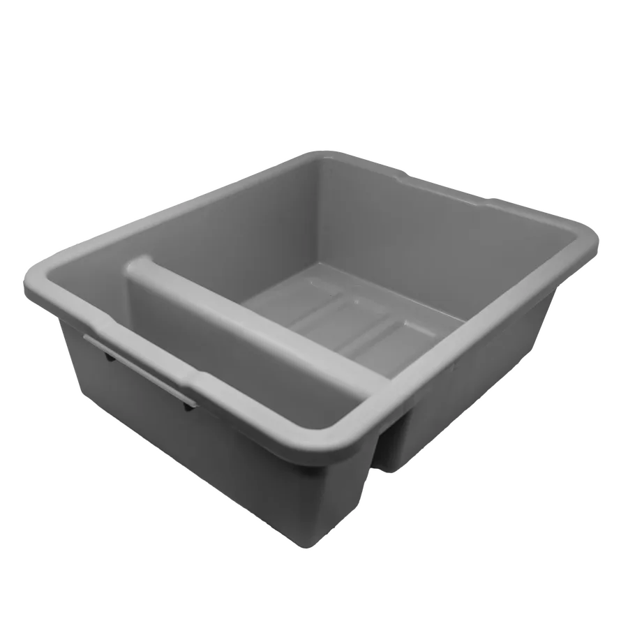 21″ x 17″ x 7″ Polypropylene Gray Divided Bus Box / Dish Box