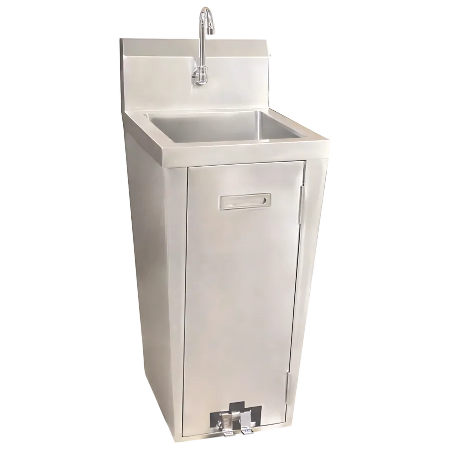 Stainless Steel Pedestal Sink with Foot Valve and Faucet