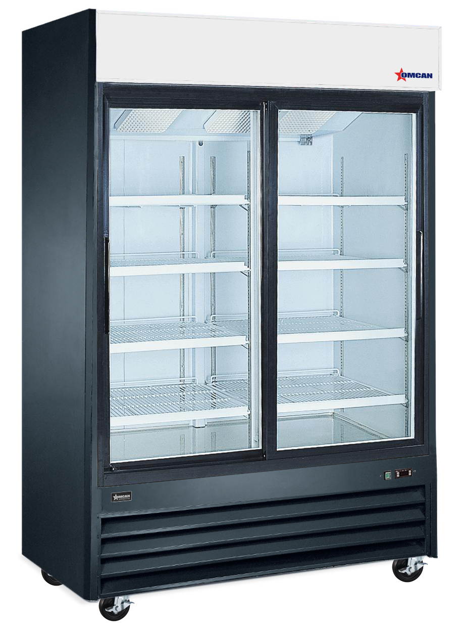 53" Two (2) Sliding Glass Door Refrigerator, 45 cu.ft (1270 L), Black