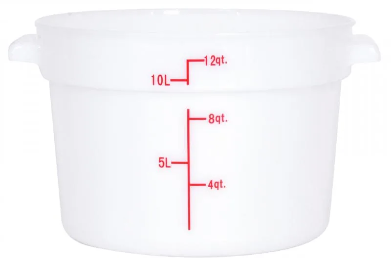 12 qt Polypropylene White Round Food Storage Container