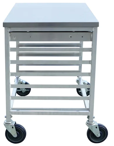 29″ x 20 1/2″ x 30″ Aluminum Multi-Utility Cart with Cutting Board Drawer and 6 Pan Slots