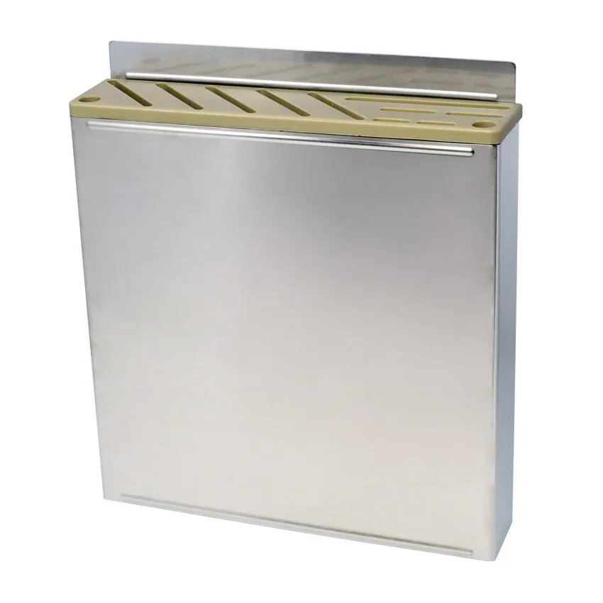 Stainless Steel Knife Rack with Tan Plastic Insert