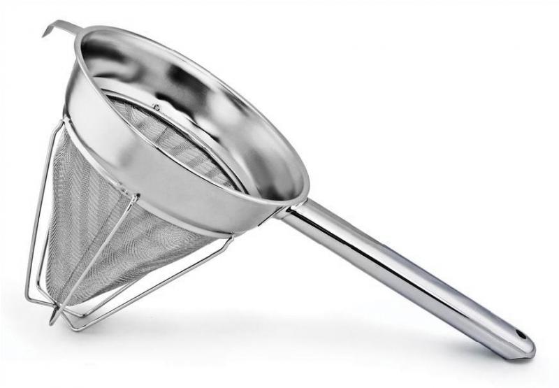 8" Stainless Steel Reinforced Extra Fine Mesh Bouillon Strainer with Hollow Handle