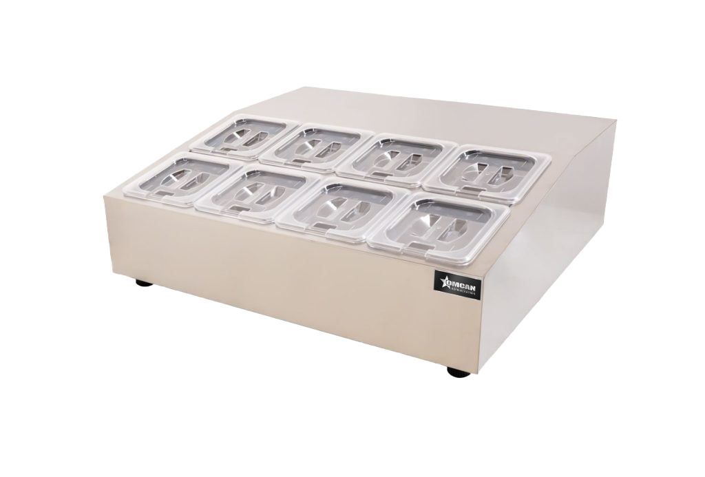 28″ Countertop Refrigerated Prep Rail with 8 x GN 1/6 Pans Capacity