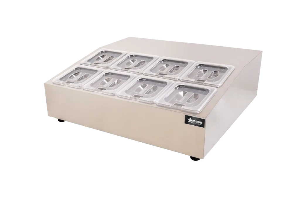 28″ Countertop Refrigerated Prep Rail with 8 x GN 1/6 Pans Capacity