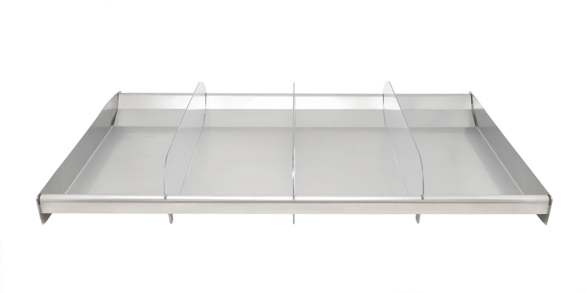 28.5″ x 16.75″ x 2″ Reversible Stainless Steel Tray with Clear Dividers