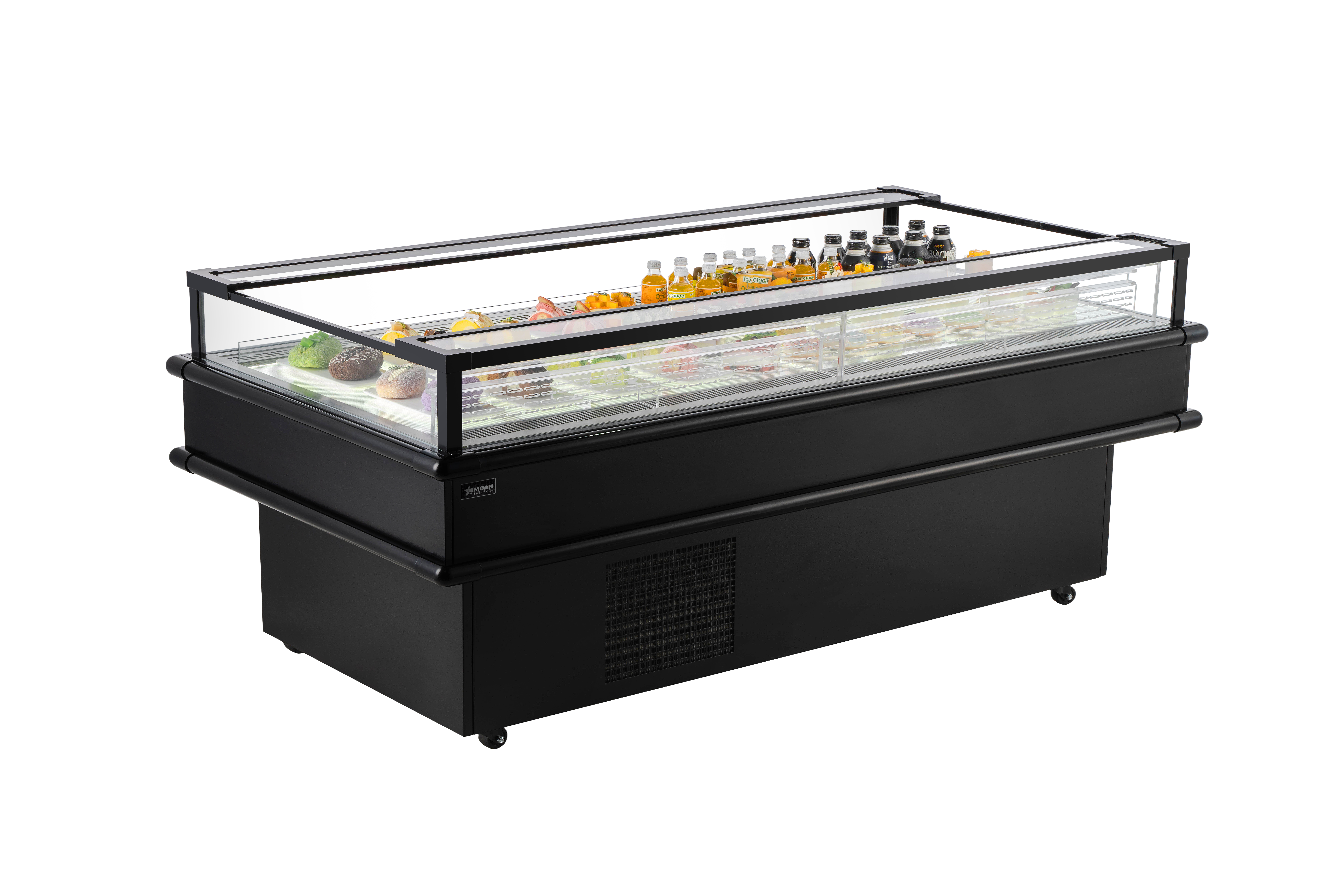 85” x 37.5” Refrigerated Island Top-Open Showcase, 10.03 cu.ft. (284 L), Black