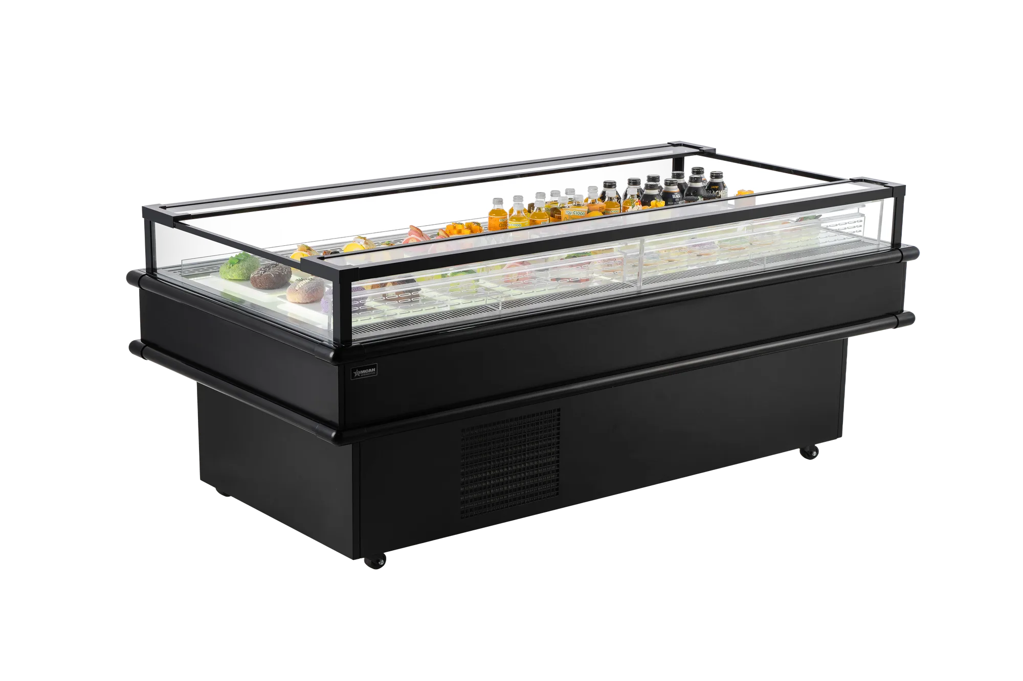 85” x 37.5” Refrigerated Island Top-Open Showcase, 10.03 cu.ft. (284 L), Black