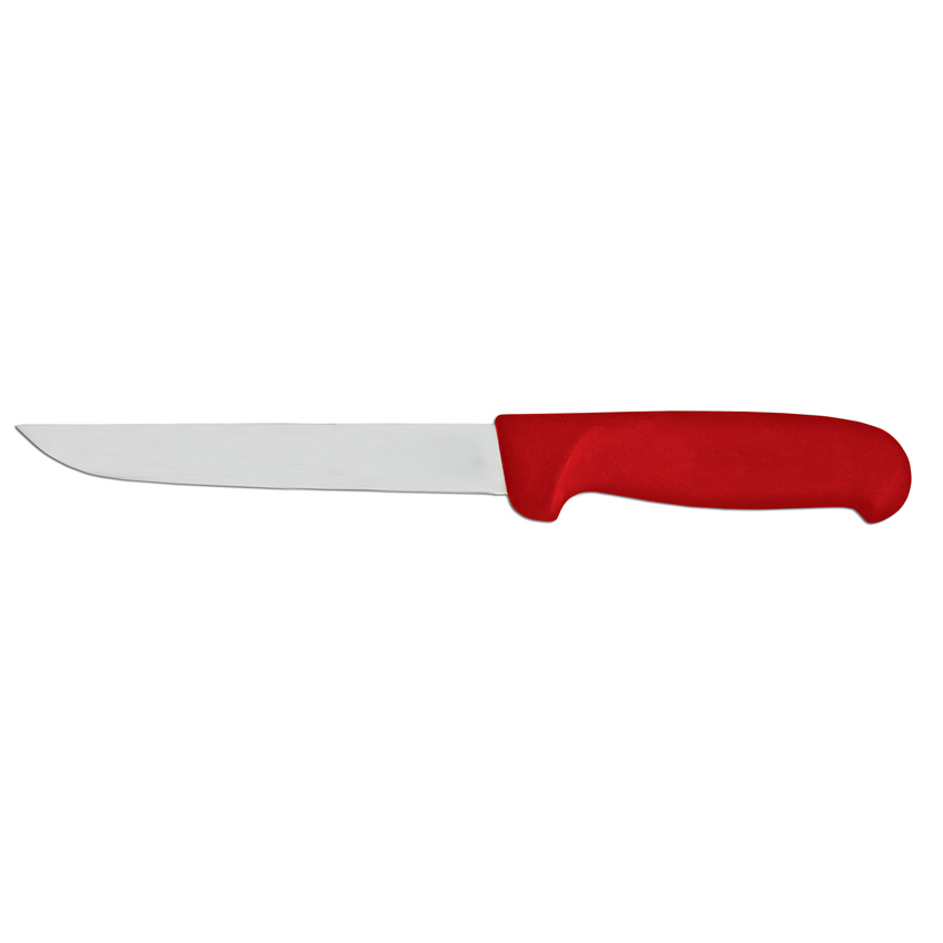 6" Straight Blade Boning Knife with Red Super Fiber Handle