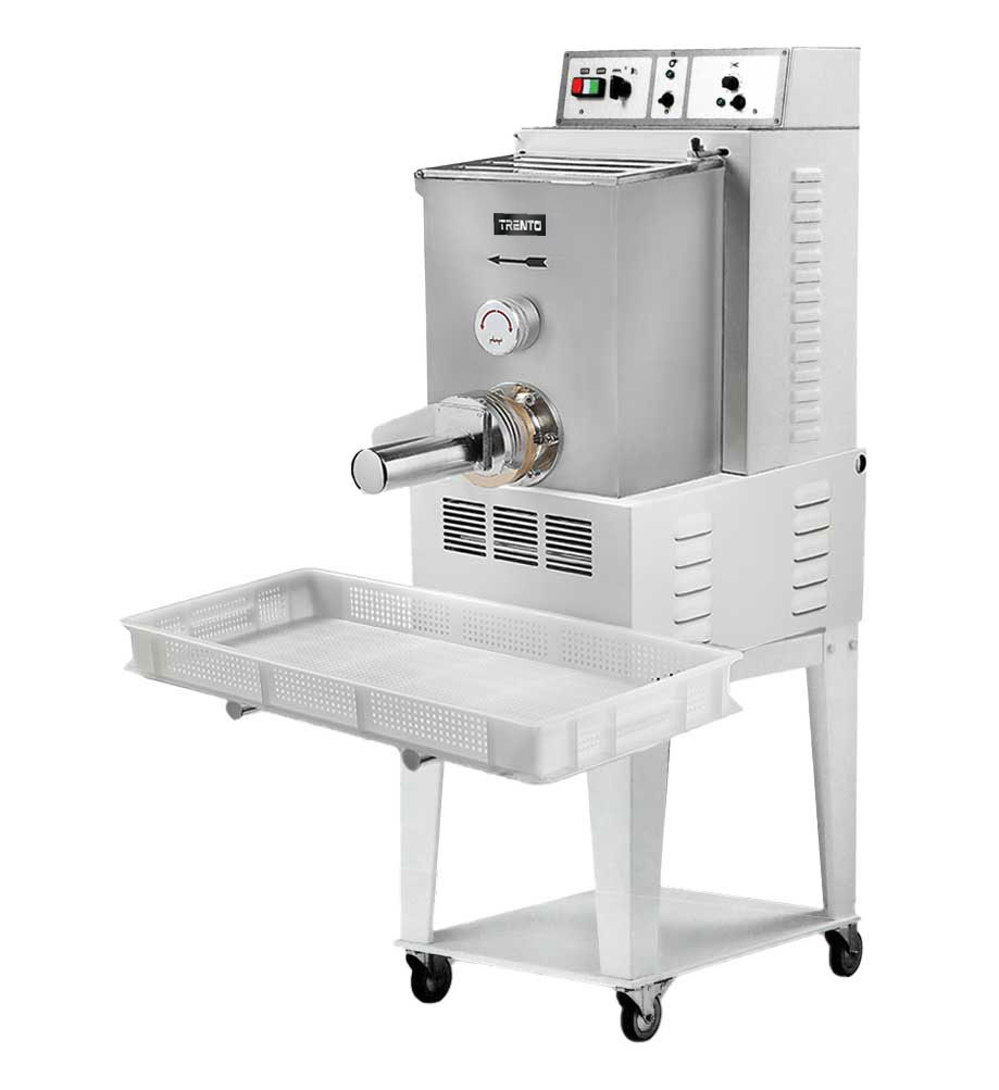 Trento TR110 62 lb/hr (28 kg/hr) Floor Model Pasta Machine with Trolley and Cutting Assembly - 1.5 HP, 208 V, 3 Phase