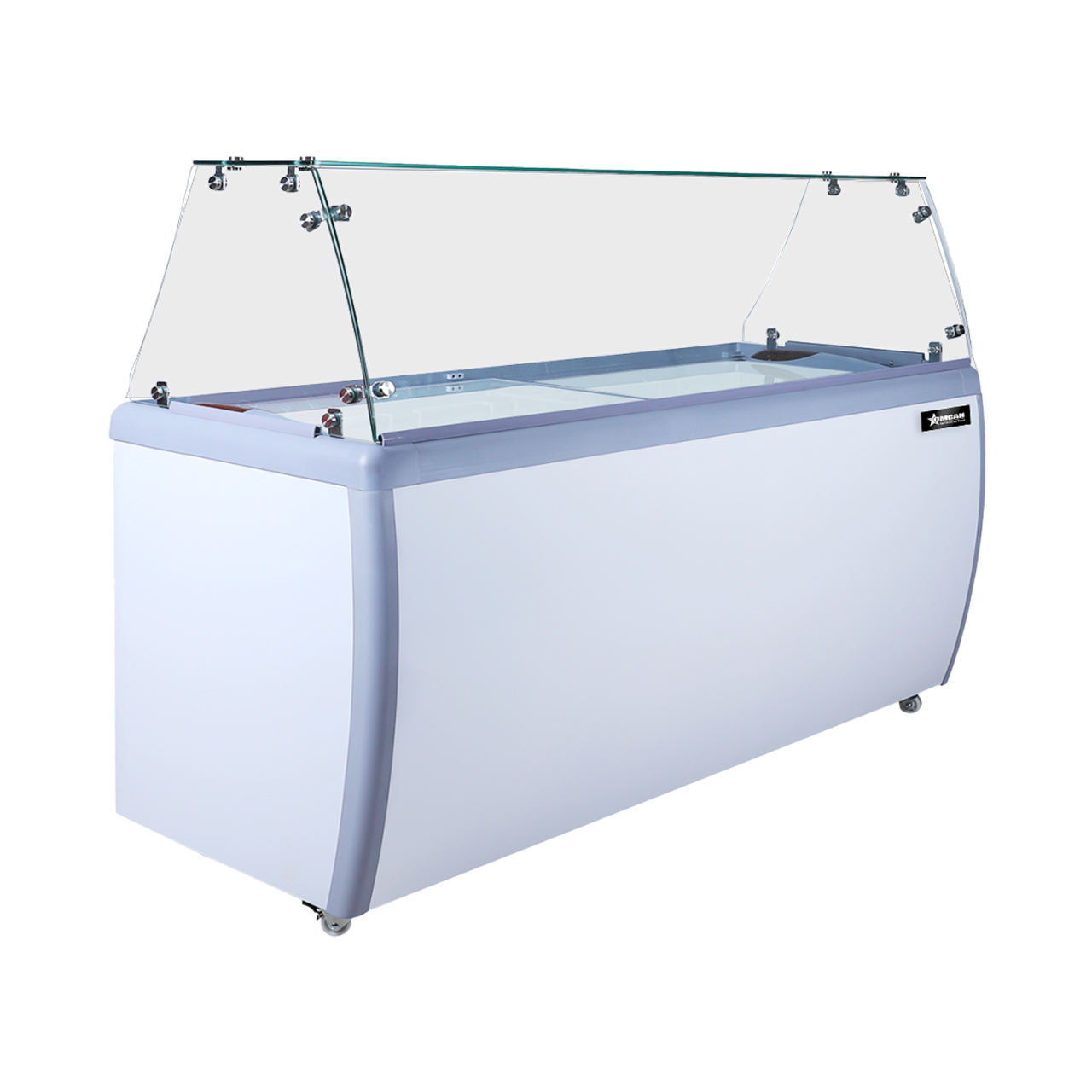 71″ 12+10 Tubs Capacity Ice Cream Dipping Freezer with Flat Sneeze Guard - 110V/60 Hz/1 Ph