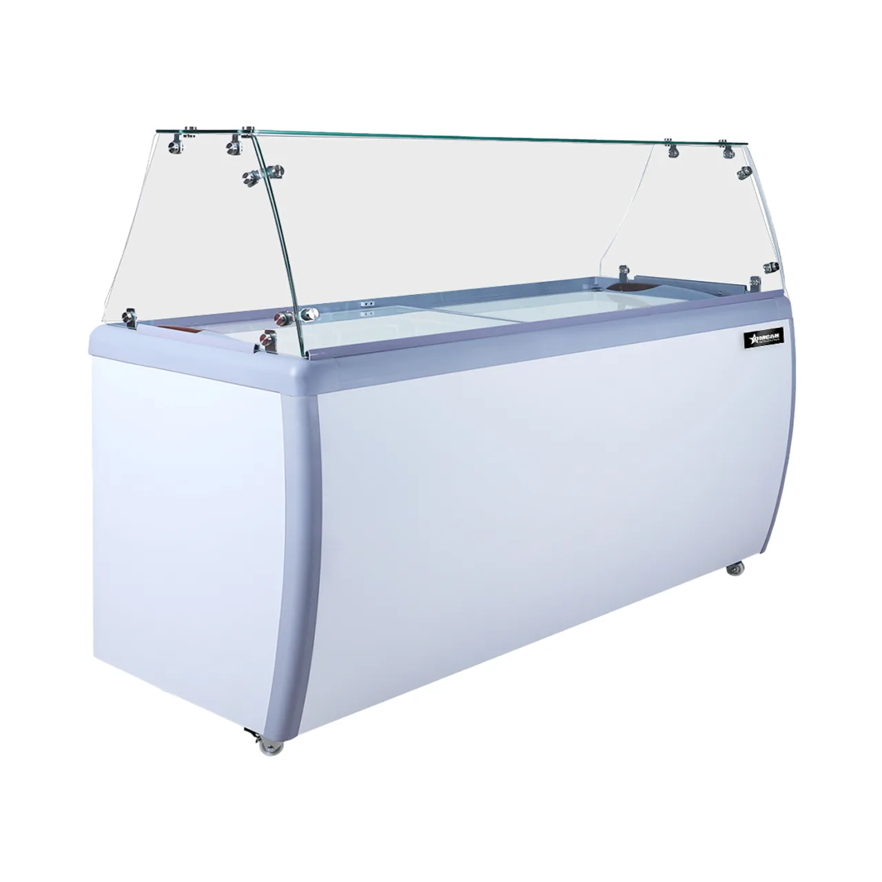 71″ 12+10 Tubs Capacity Ice Cream Dipping Freezer with Flat Sneeze Guard - 110V/60 Hz/1 Ph