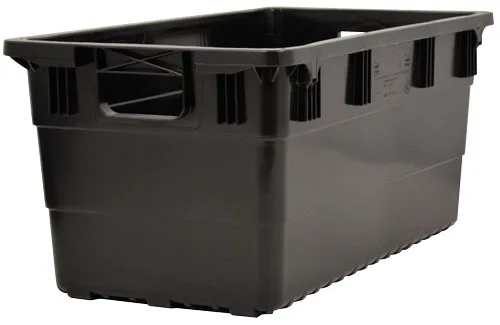 28″ x 15″ x 12 1/2″ Black Polyethylene Bus Box with Open Handles