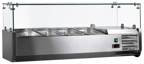 47" Refrigerated Topping Rail with Glass Guard