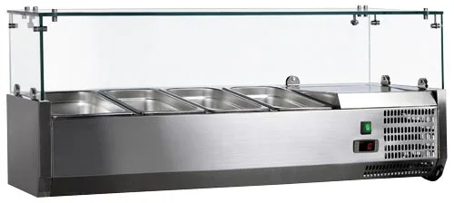 47" Refrigerated Topping Rail with Glass Guard