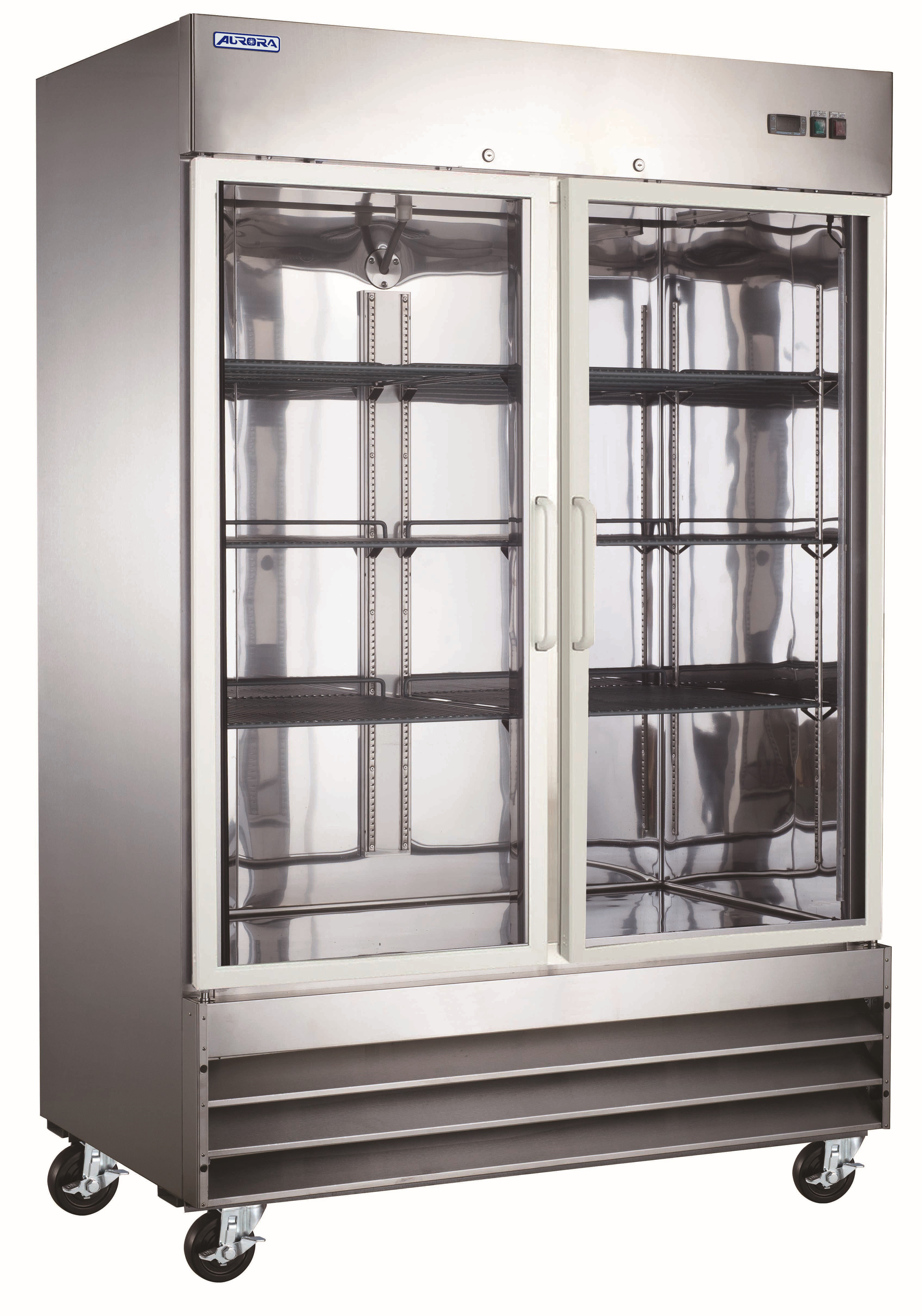 Aurora 54" Reach-In Stainless Steel Refrigerator with Glass Door, 41.3 cuft