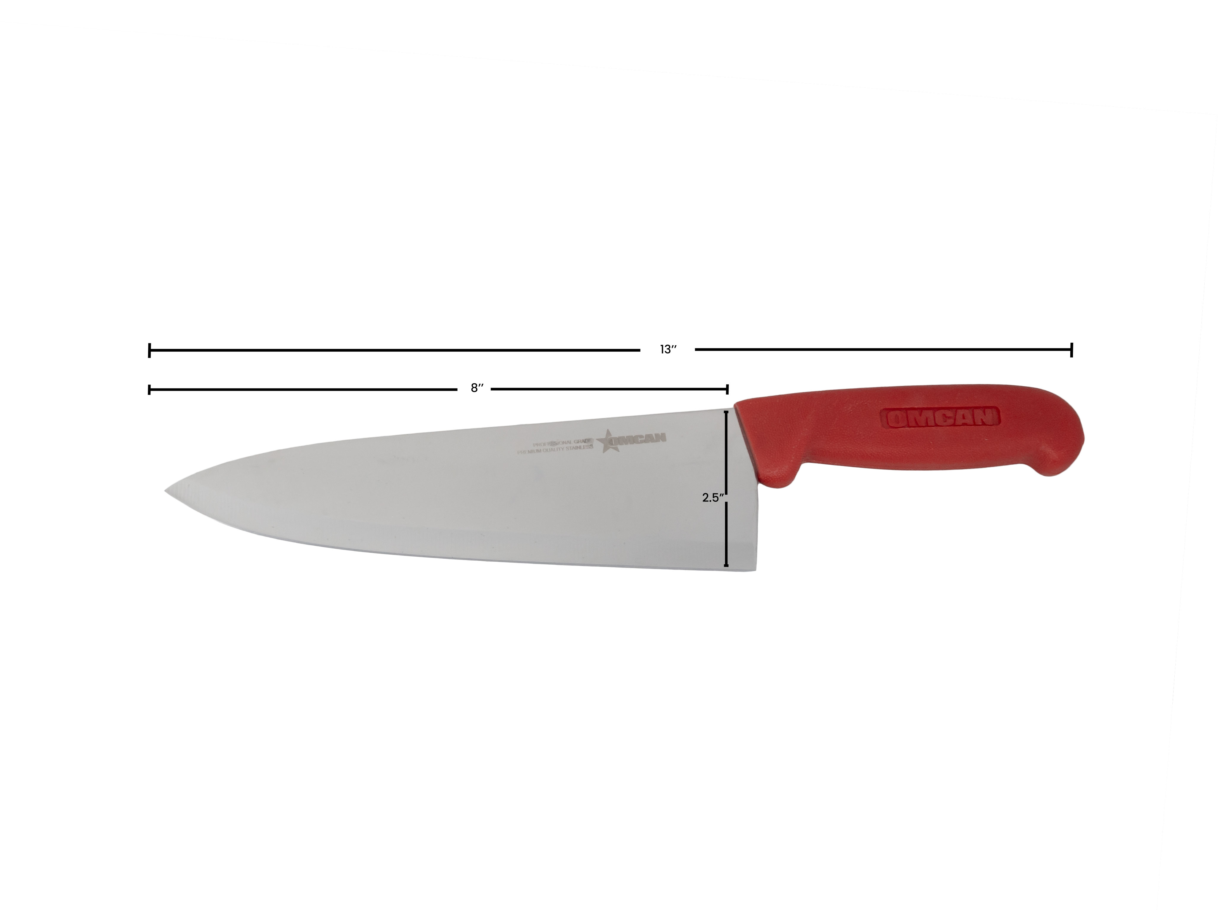 8" Medium Cook Knife with Red Polypropylene Handle