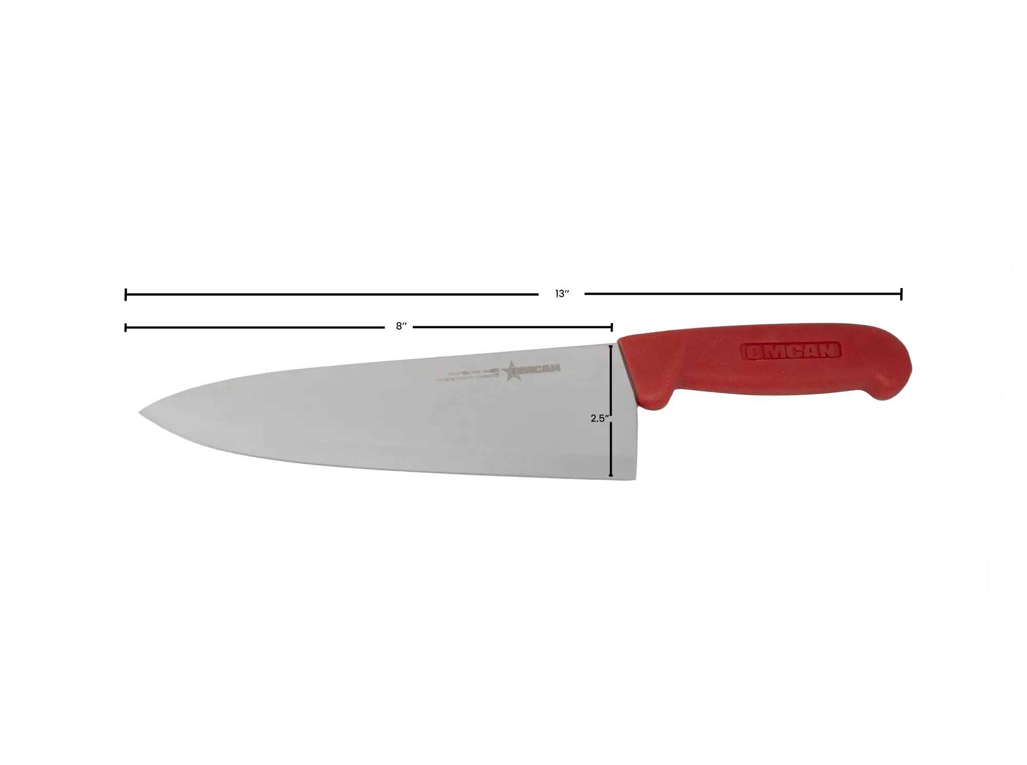 8" Medium Cook Knife with Red Polypropylene Handle