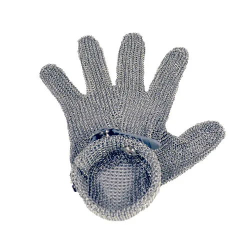 Five Finger Stainless Steel Mesh Glove with Gray Silicone Strap – Extra Small