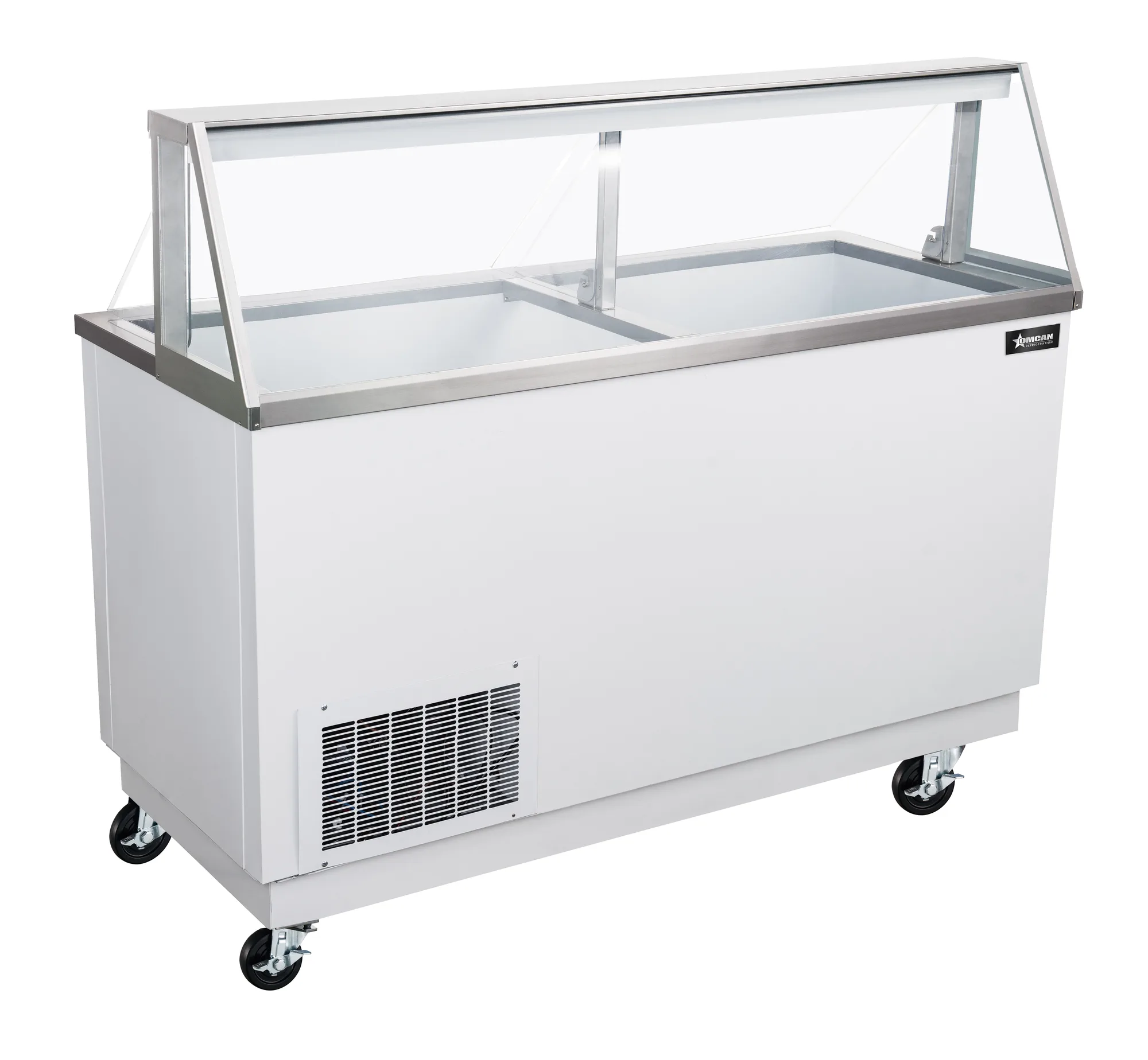 68” 12+8 Tubs Capacity Ice Cream Dipping Display with Sneeze Guard