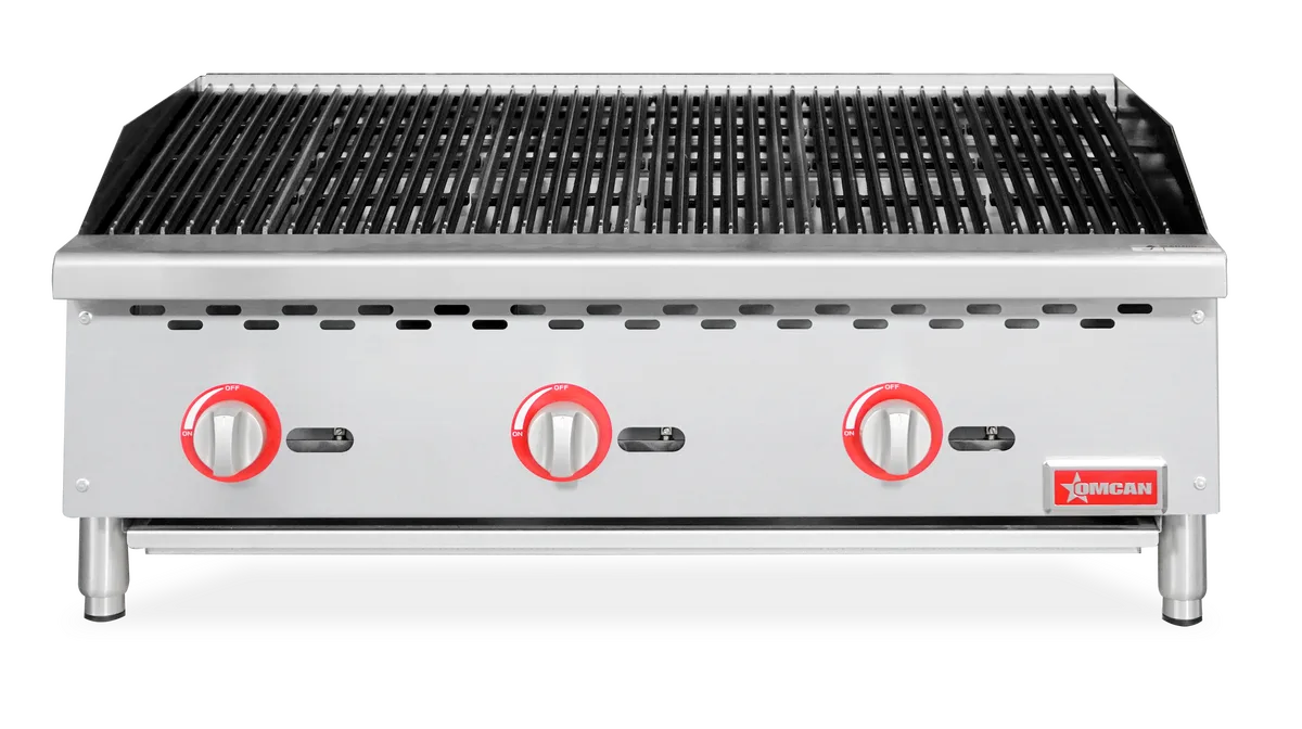 36″ Radiant Gas Charbroiler, 3 burners, 105000 BTU