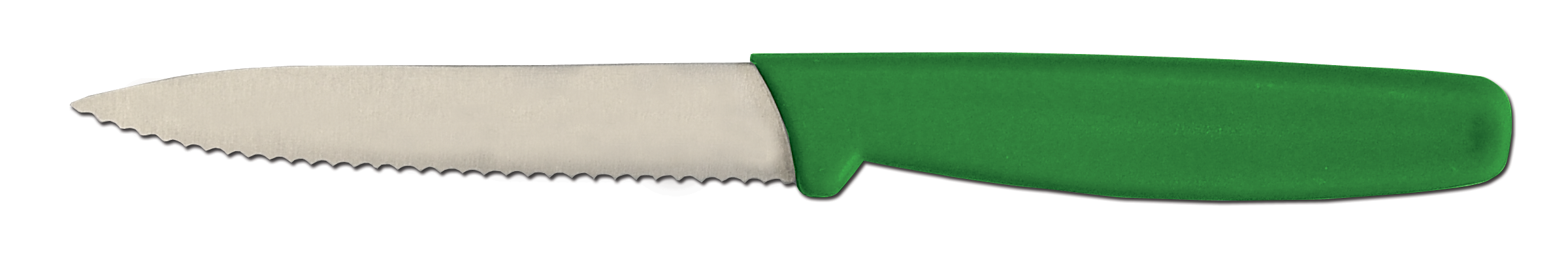 3 1/4" Serrated Paring Knife with Green Handle