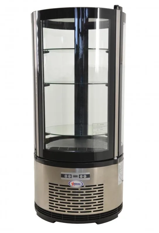 19″ Three (3) Shelf Circular Countertop Refrigerated Showcase, 3.53 cu.ft. (100 L), Stainless Steel