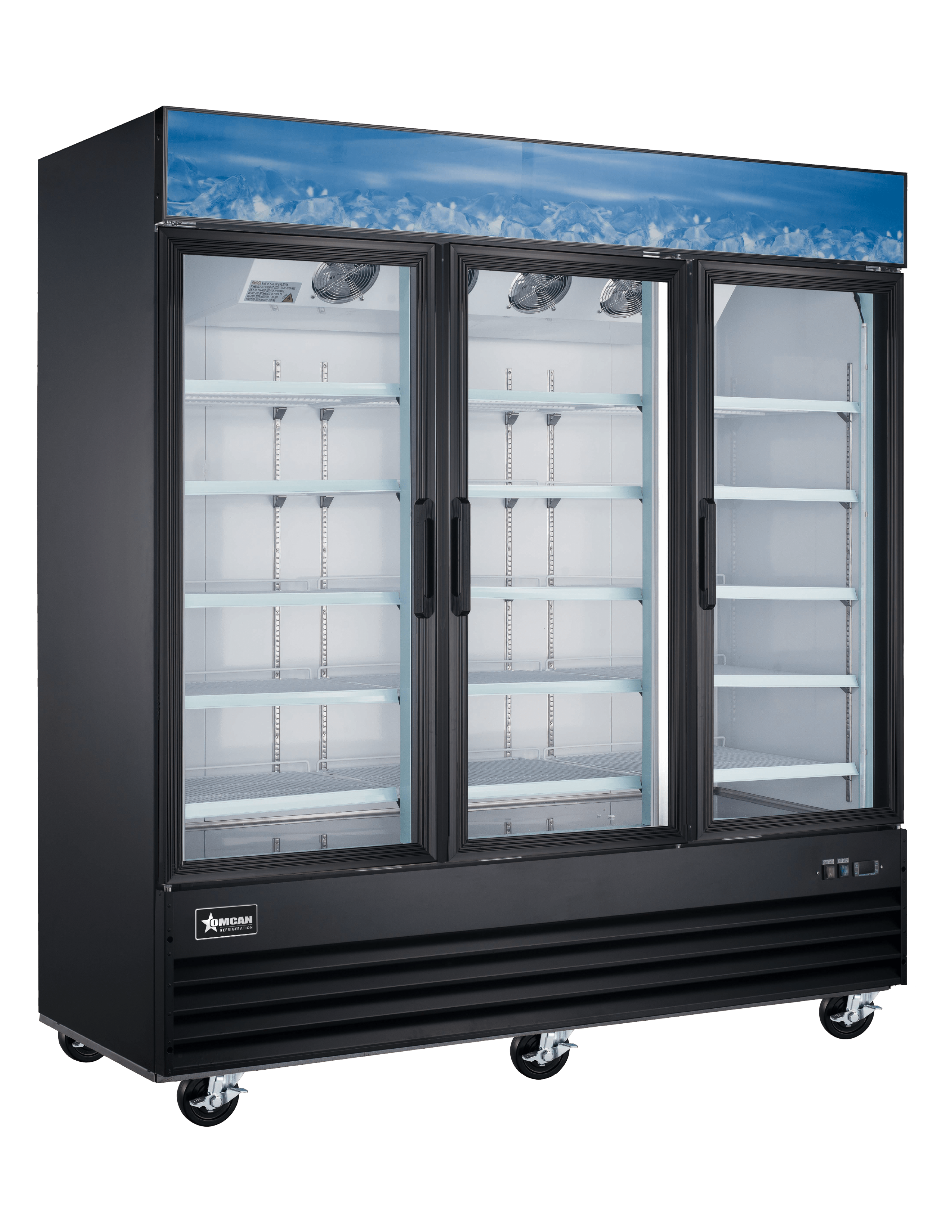 80” Three (3 ) Glass Door Display Freezer, 52.3 cu.ft. (1480 L), Black