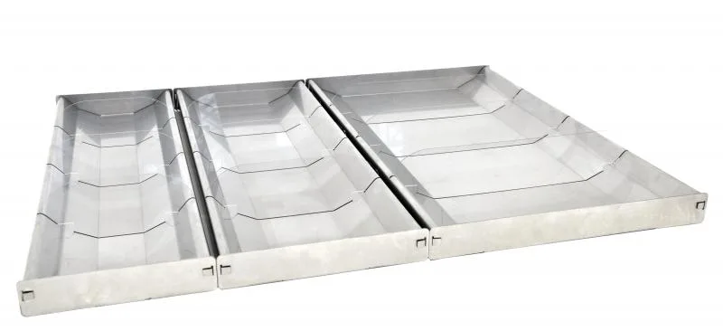 28.5″ x 6.75″ x 2″ Reversible Stainless Steel Tray with Clear Dividers