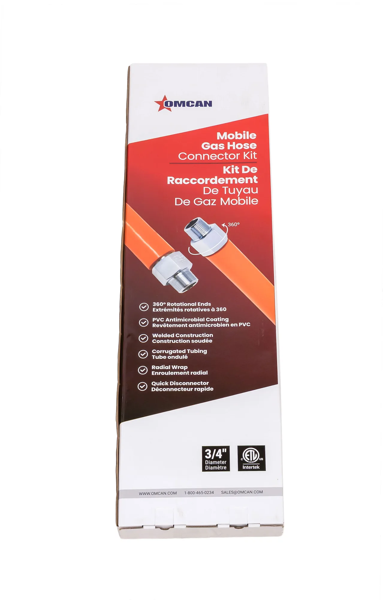 3/4″ x 48″ Commercial Gas Hose Connector Kit, cETLus/UL
