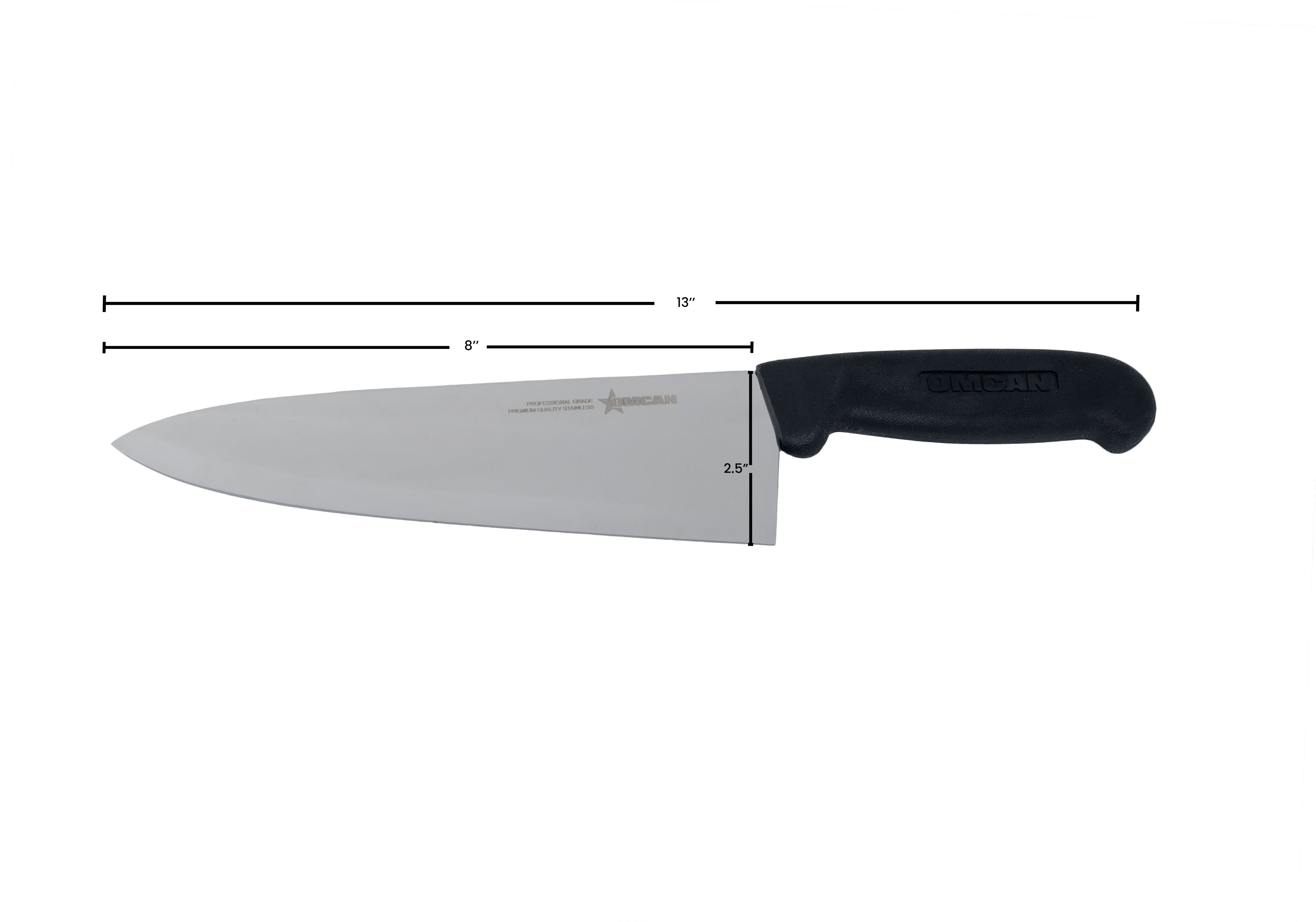 8" Medium Cook Knife with Black Polypropylene Handle
