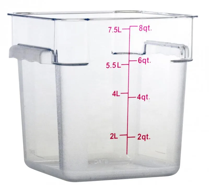 8 qt Polycarbonate Clear Square Food Storage Container