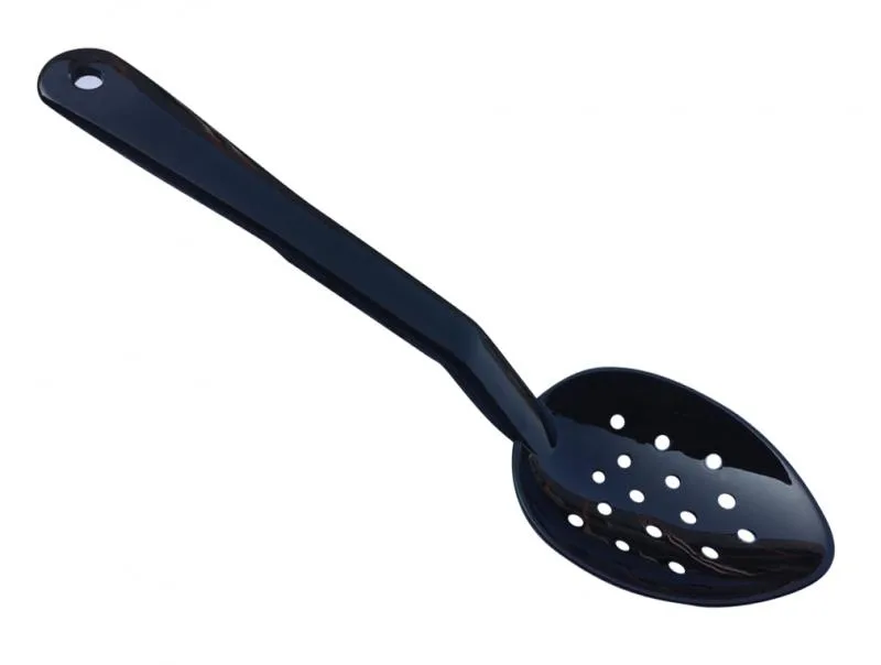11" Black Polycarbonate Perforated Serving Spoon