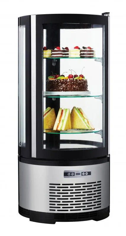19″ Three (3) Shelf Circular Countertop Refrigerated Showcase, 3.53 cu.ft. (100 L), Stainless Steel