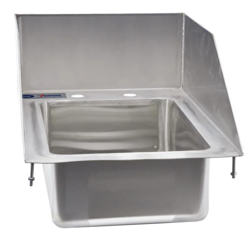 10″ x 14″ x 5″ Stainless Steel Single Drop in Sink with 6″ Left-Back-Right Splash