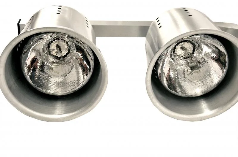 2-Bulb Commercial Portable Heat Lamp, Silver –  2 x 250W, 110V/60Hz/1Ph