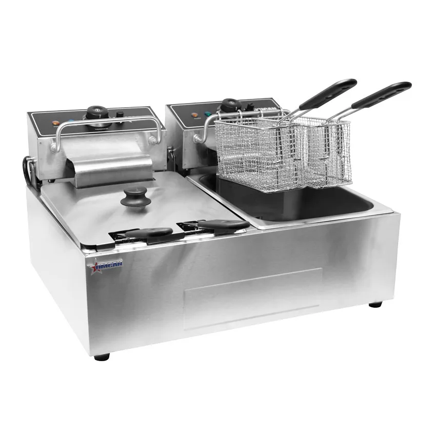 6 qt (7 Liters) Double Countertop Electric Fryer – 110V, 1Ph, 1350W (x2)