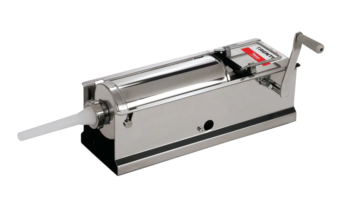 Trento Stainless Steel Manual Sausage Stuffer with 18lb / 8kg Capacity – 2-Speed Horizontal Gear Drive