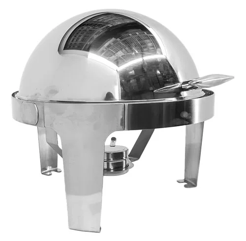 6 qt (5.6 L) Stainless Steel Round Chafing Dish with Roll Top Lid
