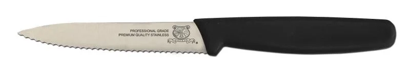 4" Serrated Paring Knife with Black Polypropylene Handle