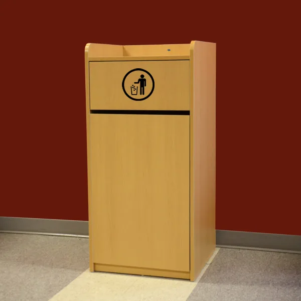 Trash Receptacle for 36 Gallon Bin – Natural Wood