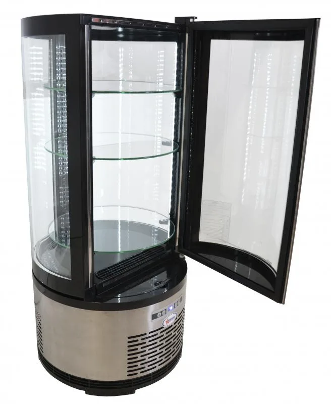 19″ Three (3) Shelf Circular Countertop Refrigerated Showcase, 3.53 cu.ft. (100 L), Stainless Steel