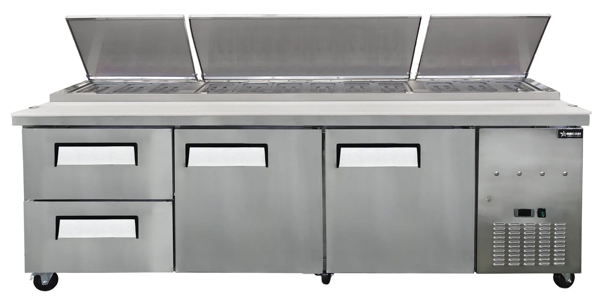94” Two (2) Door Refrigerated Pizza Prep Table with Drawers, 32 cu.ft. (906 L), Stainless Steel