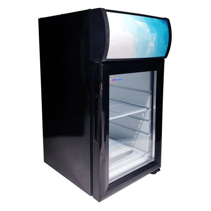 13″ One (1) Glass Door Countertop Display Refrigerator with Lightbox, 0.75 cu.ft. (21 Liter), Black