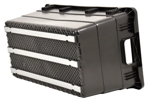 28″ x 15″ x 12 1/2″ Black Polyethylene Bus Box with Open Handles
